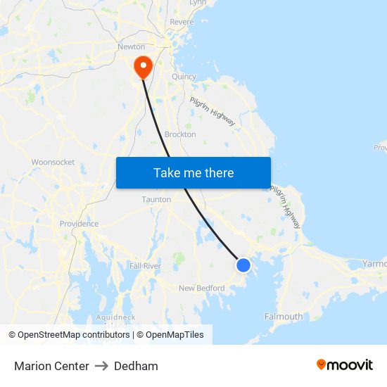 Marion Center to Dedham map