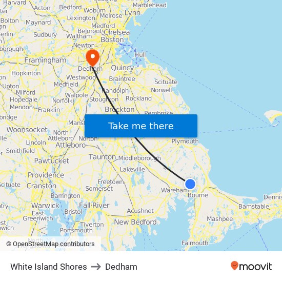 White Island Shores to Dedham map