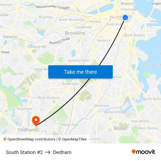 South Station #2 to Dedham map