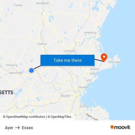 Ayer to Essex map