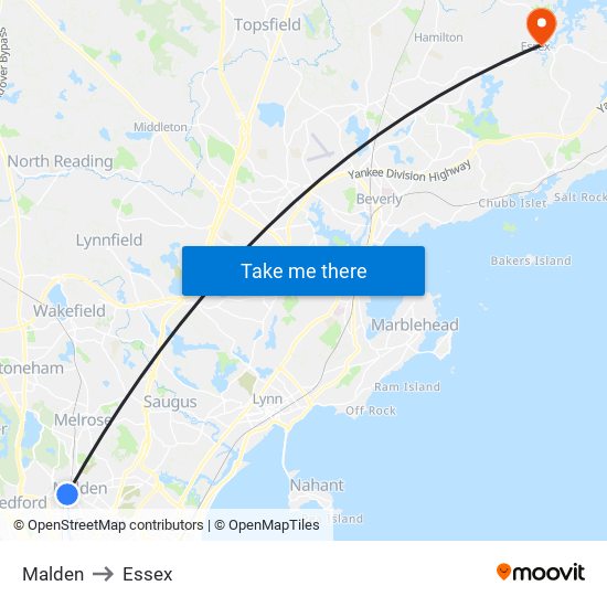 Malden to Essex map
