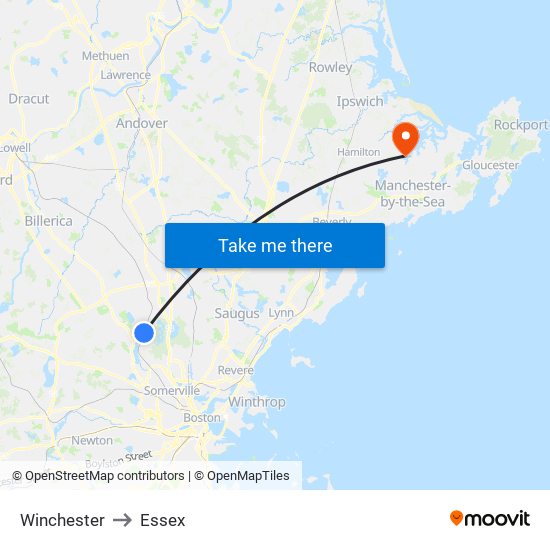 Winchester to Essex map