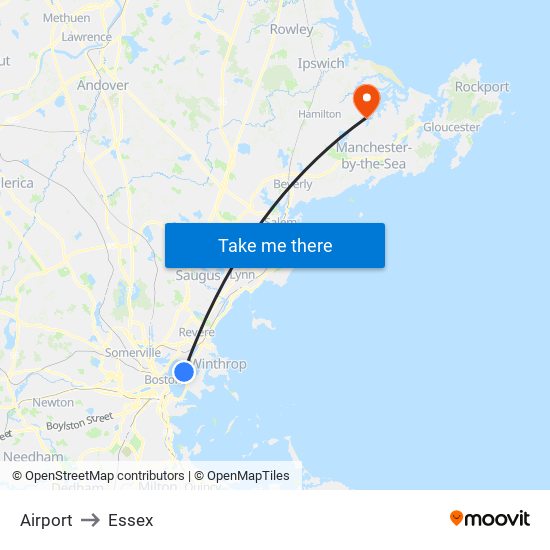 Airport to Essex map