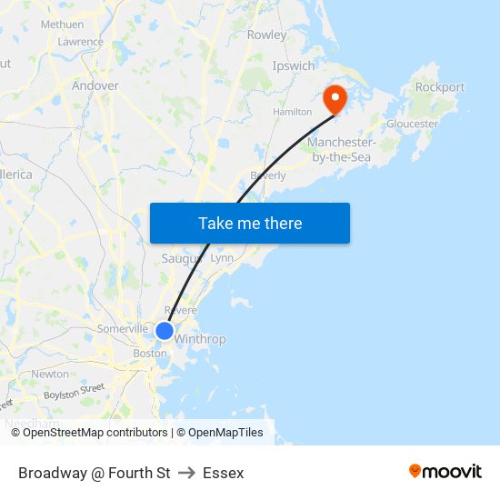 Broadway @ Fourth St to Essex map