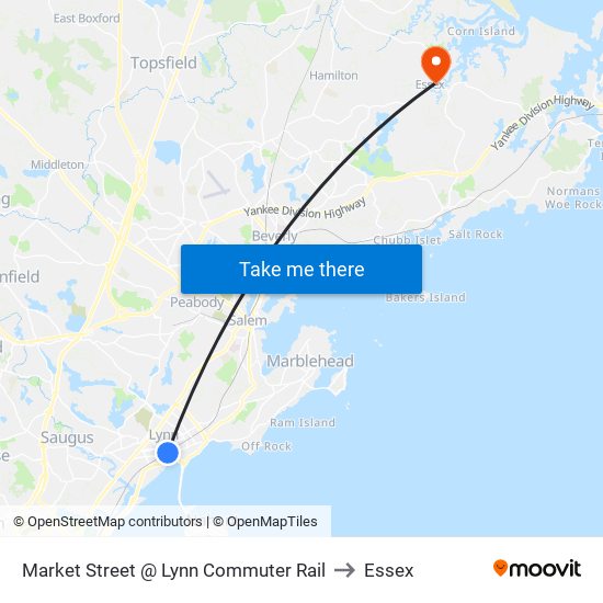 Market Street @ Lynn Commuter Rail to Essex map