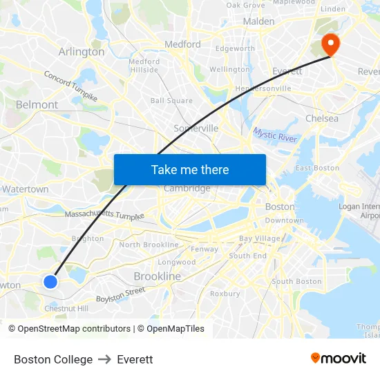 Boston College to Everett map