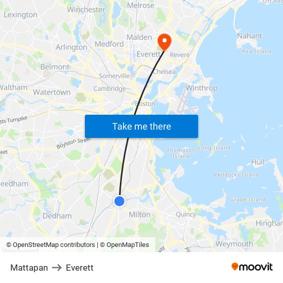 Mattapan to Everett map