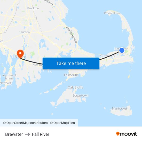 Brewster to Fall River map