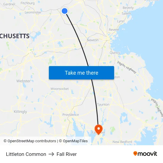 Littleton Common to Fall River map