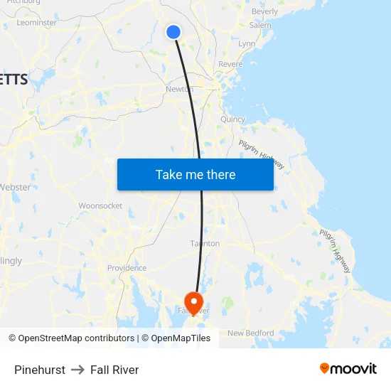 Pinehurst to Fall River map