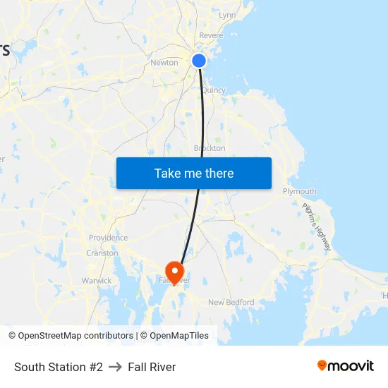 South Station #2 to Fall River map