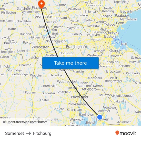 Somerset to Fitchburg map