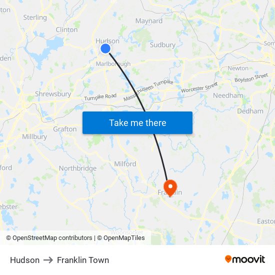 Hudson to Franklin Town map