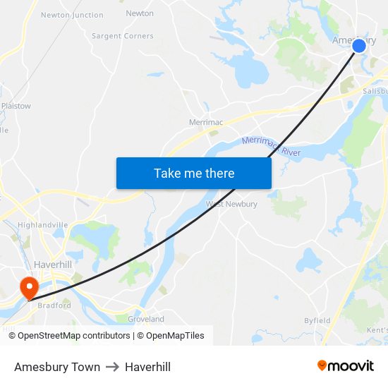 Amesbury Town to Haverhill map