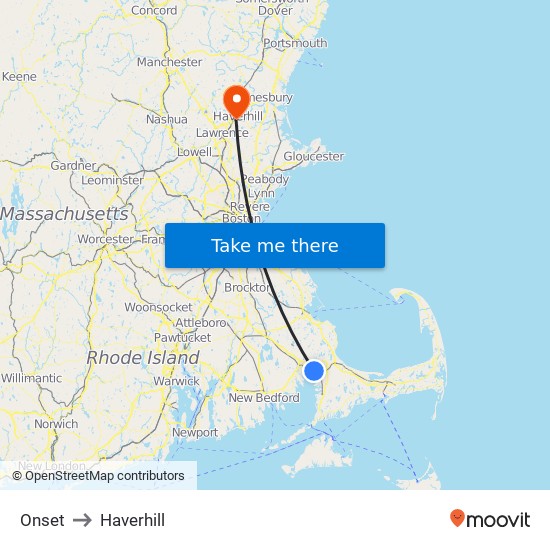 Onset to Haverhill map