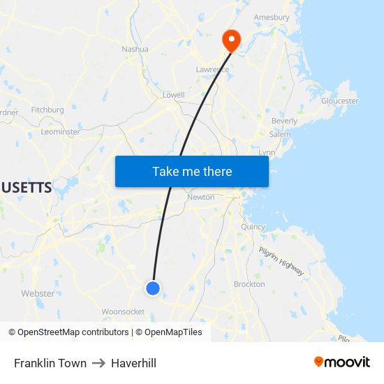 Franklin Town to Haverhill map