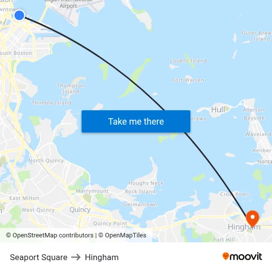 Seaport Square to Hingham map