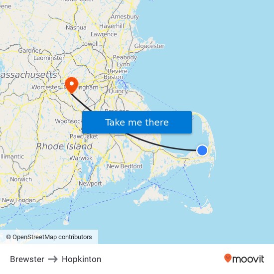 Brewster to Hopkinton map