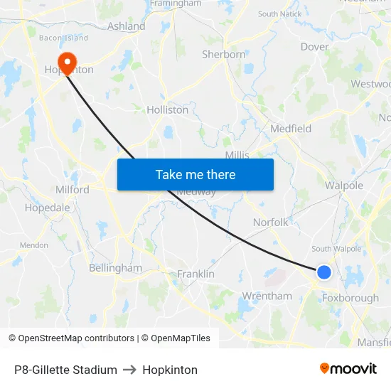 P8-Gillette Stadium to Hopkinton map