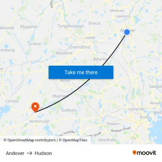 Andover to Hudson map