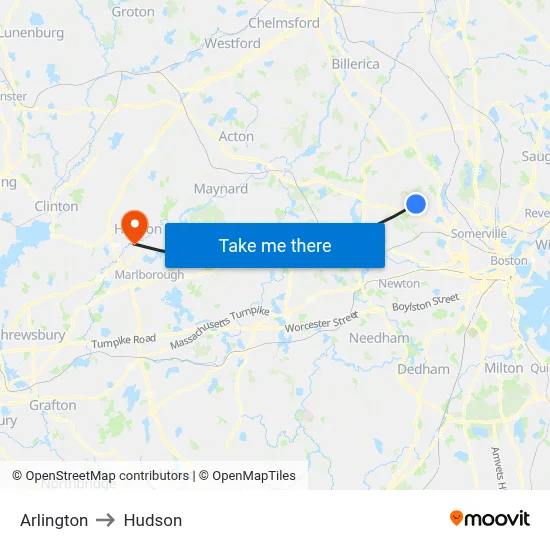 Arlington to Hudson map