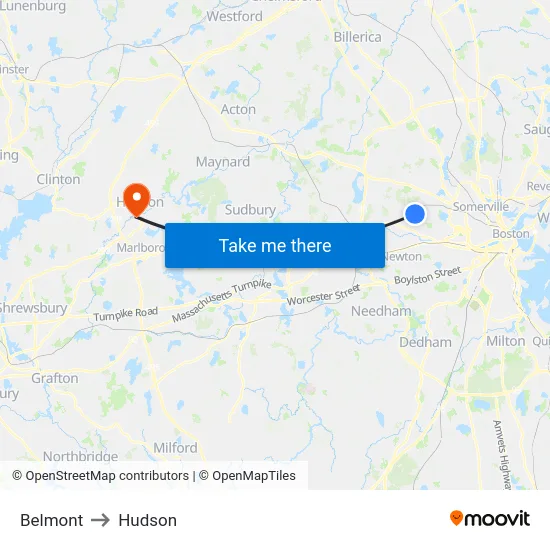 Belmont to Hudson map
