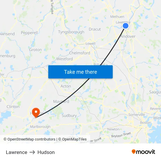 Lawrence to Hudson map