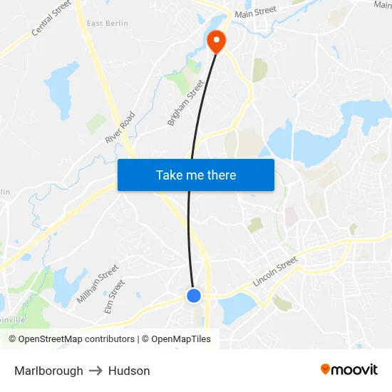 Marlborough to Hudson map