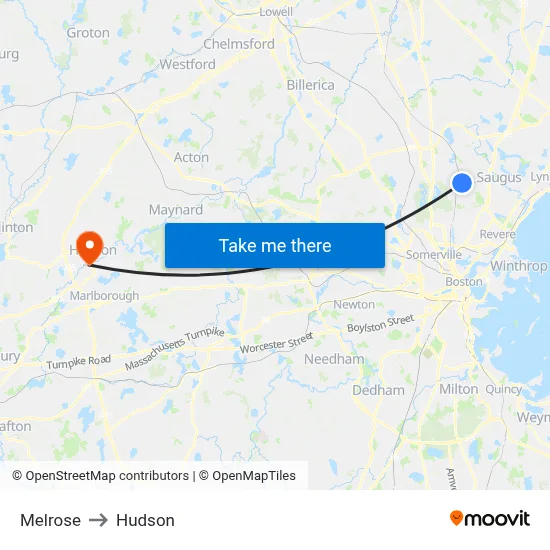 Melrose to Hudson map