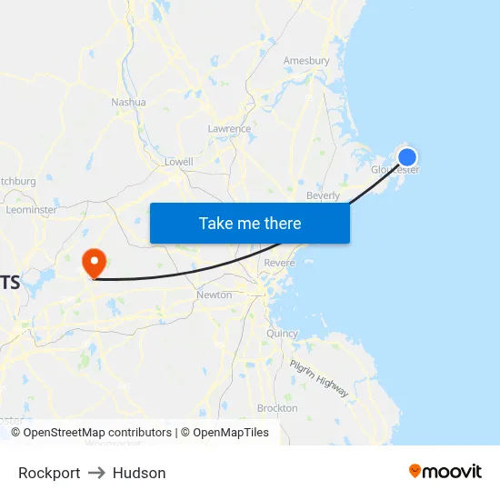 Rockport to Hudson map