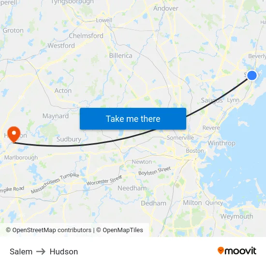 Salem to Hudson map