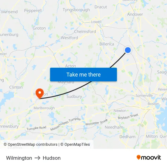 Wilmington to Hudson map