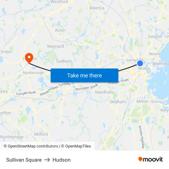 Sullivan Square to Hudson map