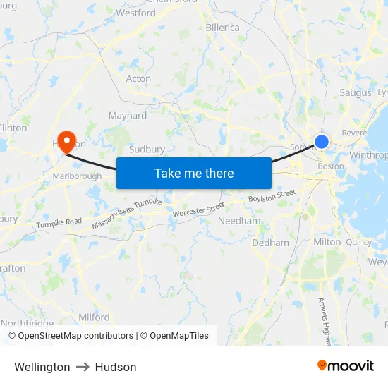 Wellington to Hudson map