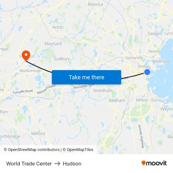 World Trade Center to Hudson map