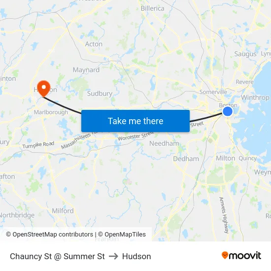 Chauncy St @ Summer St to Hudson map