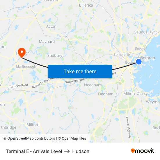 Terminal E - Arrivals Level to Hudson map