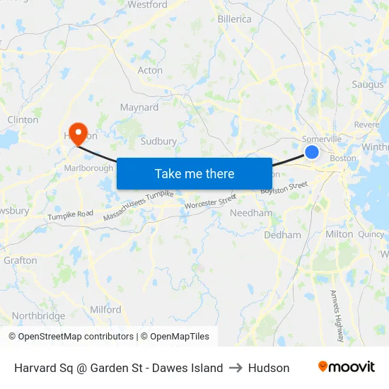 Harvard Sq @ Garden St - Dawes Island to Hudson map