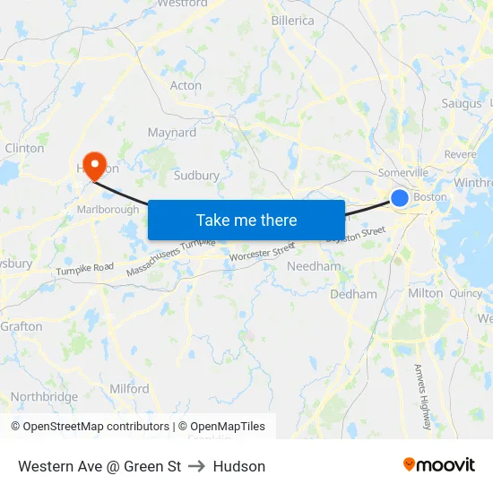 Western Ave @ Green St to Hudson map