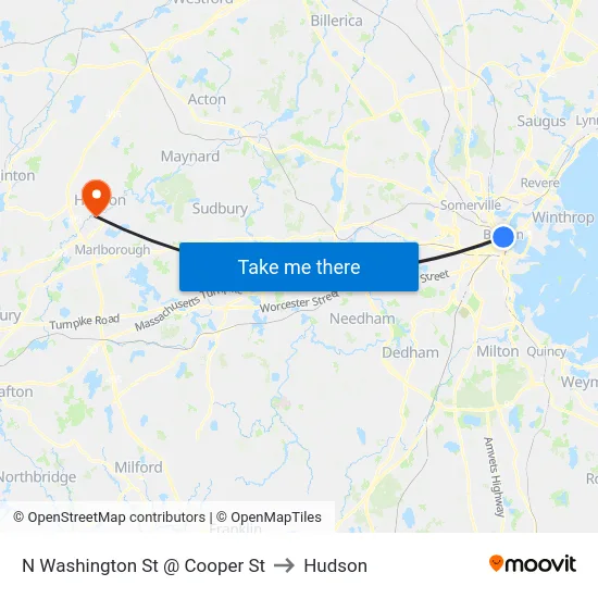 N Washington St @ Cooper St to Hudson map