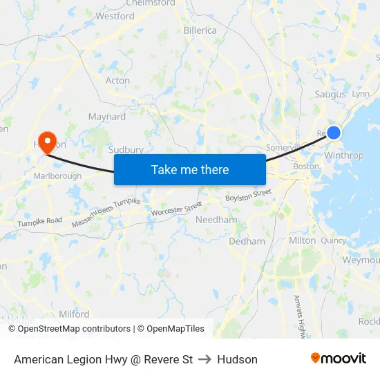 American Legion Hwy @ Revere St to Hudson map