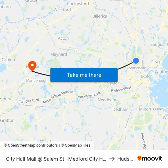 City Hall Mall @ Salem St - Medford City Hall to Hudson map