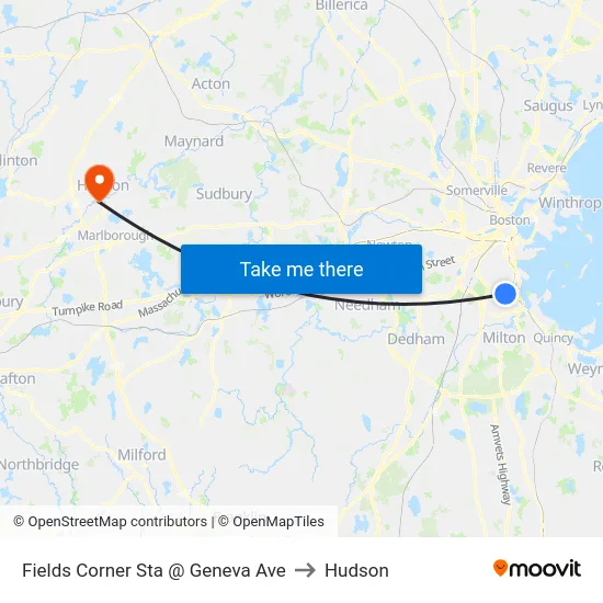 Fields Corner Sta @ Geneva Ave to Hudson map