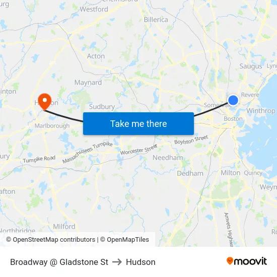 Broadway @ Gladstone St to Hudson map