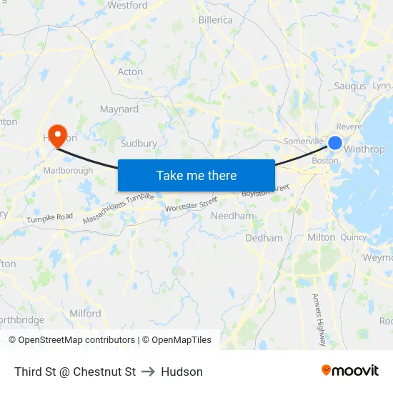Third St @ Chestnut St to Hudson map