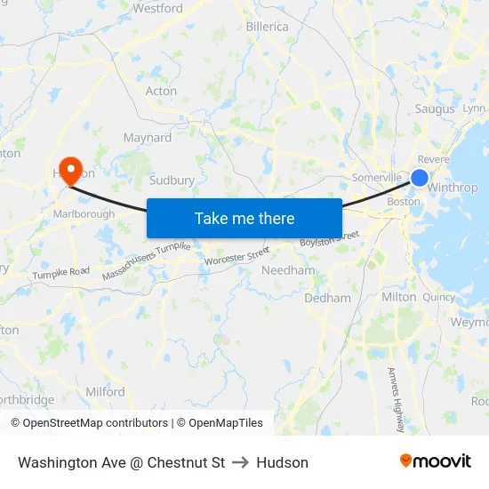 Washington Ave @ Chestnut St to Hudson map