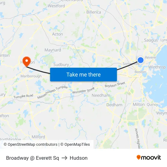 Broadway @ Everett Sq to Hudson map