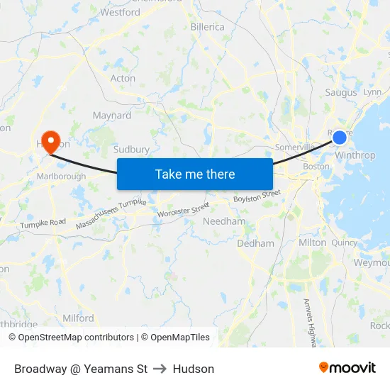 Broadway @ Yeamans St to Hudson map