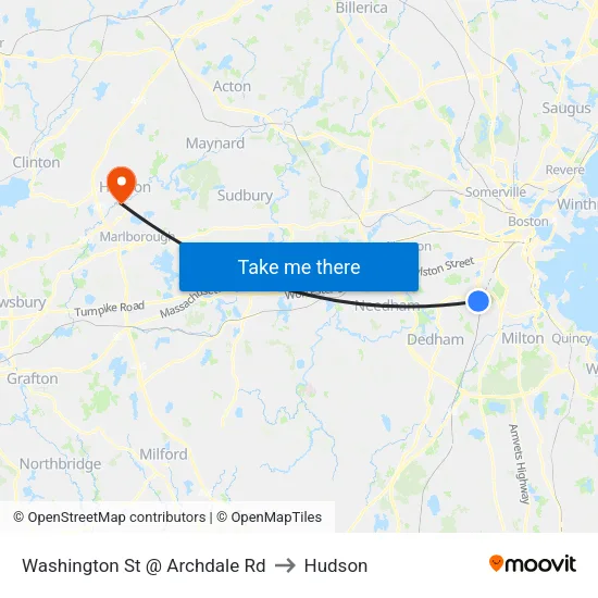 Washington St @ Archdale Rd to Hudson map