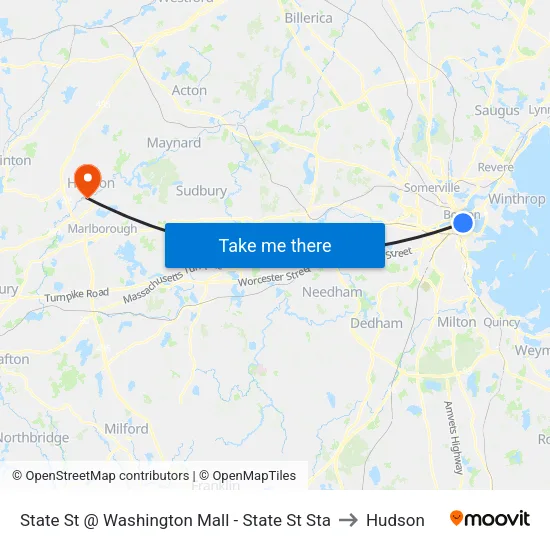 State St @ Washington Mall - State St Sta to Hudson map